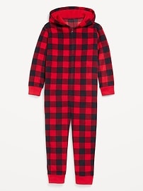 Image number 1 showing, Microfleece Gender-Neutral Hooded Pajama One-Piece for Kids