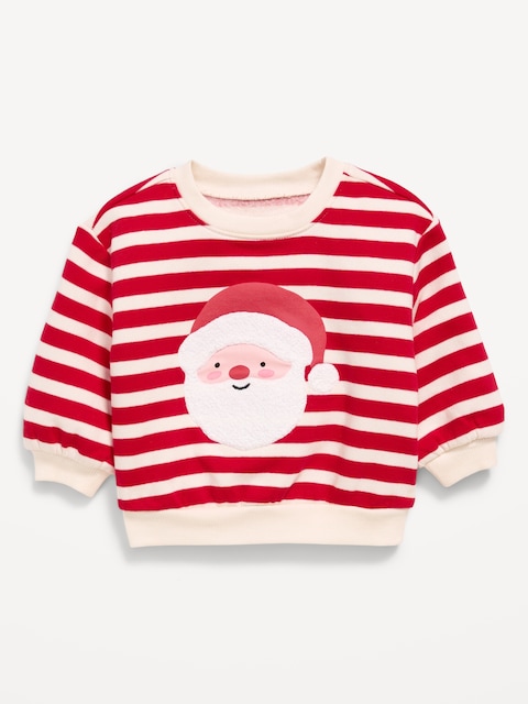 Long-Sleeve Graphic Sweatshirt for Baby - White & Red Stripe