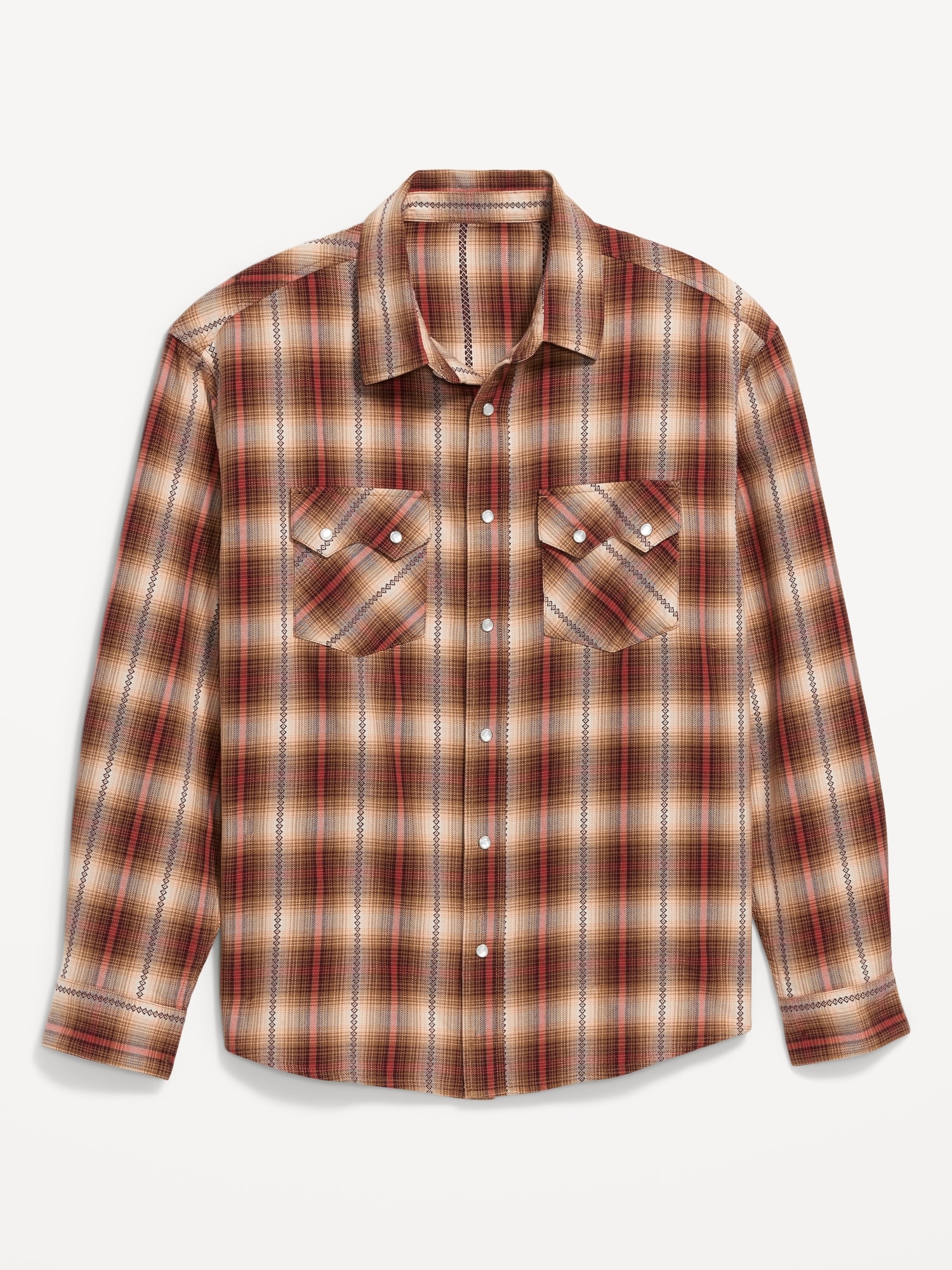 Textured Plaid Western Pocket Shirt