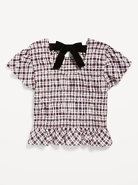Image number 3 showing, Short-Sleeve Plaid Smocked Top for Girls
