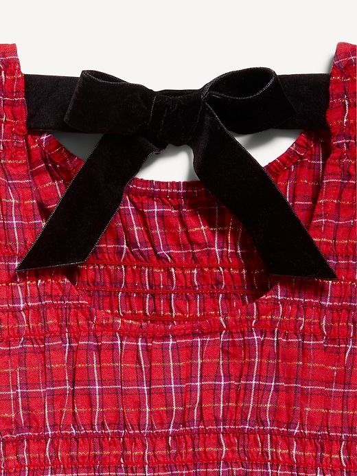 Image number 4 showing, Short-Sleeve Plaid Smocked Top for Girls