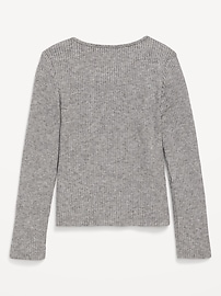 Image number 3 showing, Fitted Long-Sleeve Ribbed Bow-Tie Top for Girls