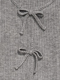 Image number 4 showing, Fitted Long-Sleeve Ribbed Bow-Tie Top for Girls
