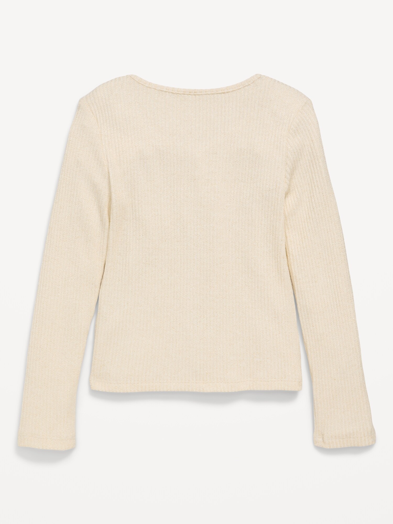 Топ Old Navy Fitted Long-Sleeve Ribbed Bow-Tie Top для девочек, цвет: Creme De La Creme — фото 3
