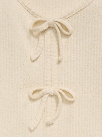 Image number 4 showing, Fitted Long-Sleeve Ribbed Bow-Tie Top for Girls