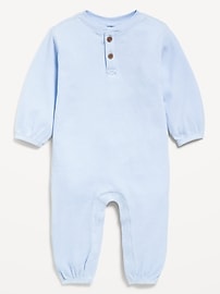 Image number 1 showing, Long-Sleeve Henley Waffle-Knit One-Piece for Baby