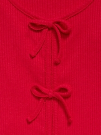 Image number 4 showing, Fitted Long-Sleeve Ribbed Bow-Tie Top for Girls
