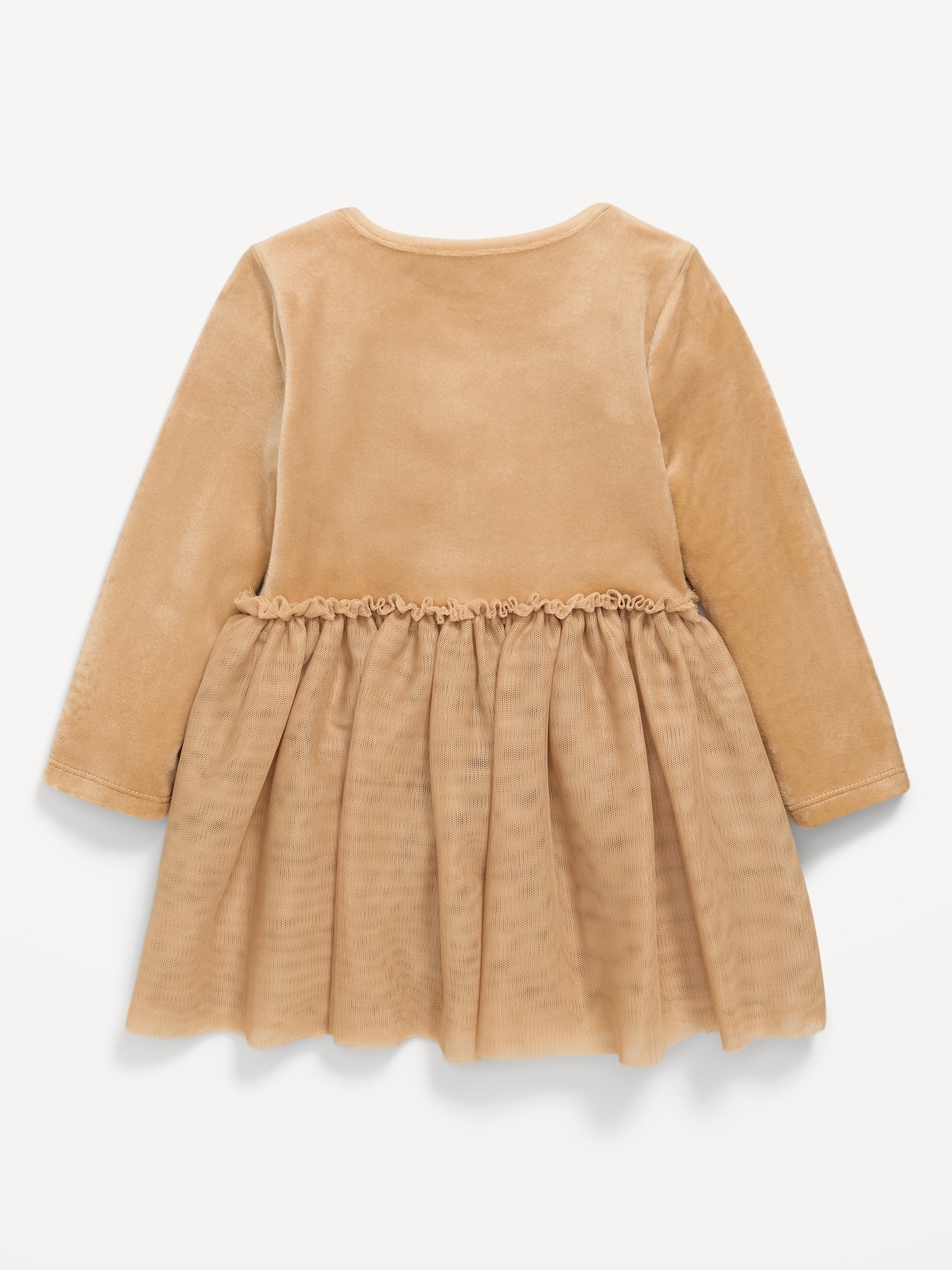 Long-Sleeve Fit and Flare Velour Holiday Tutu Dress for Baby