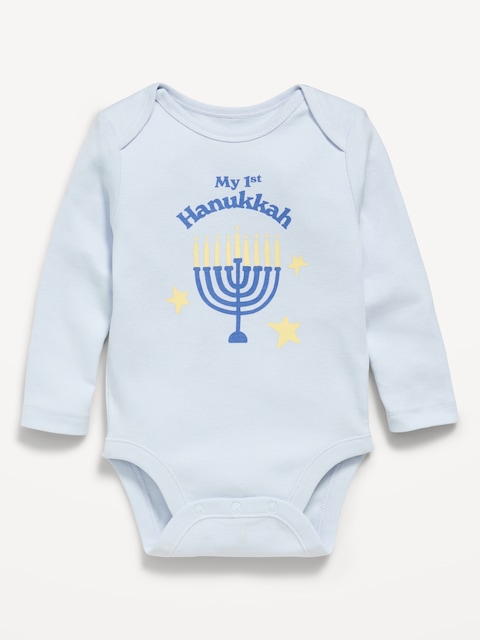 Long-Sleeve Unisex Graphic Bodysuit for Baby - Light Blue