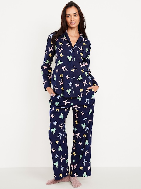 Poplin Pajama Pant Set - Bows