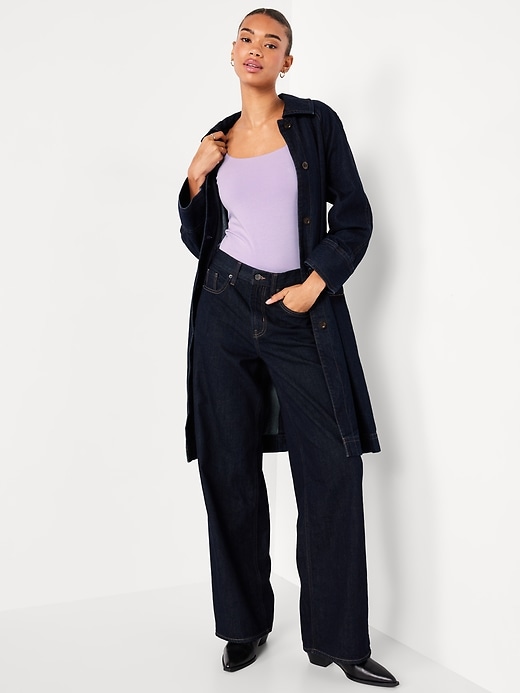 Image number 3 showing, Fitted Double-Layer Elbow-Sleeve Scoop-Neck Top