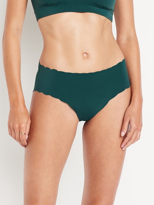Image number 1 showing, High-Waisted No-Show Scalloped Brief Underwear