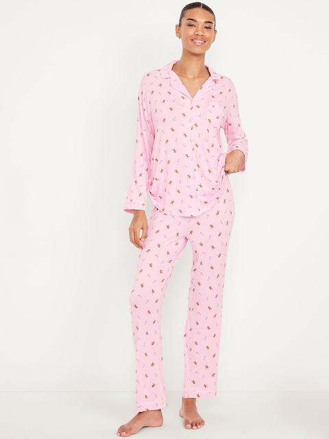 Sunday Sleep Knit Jersey Pant Set - Gingerbread