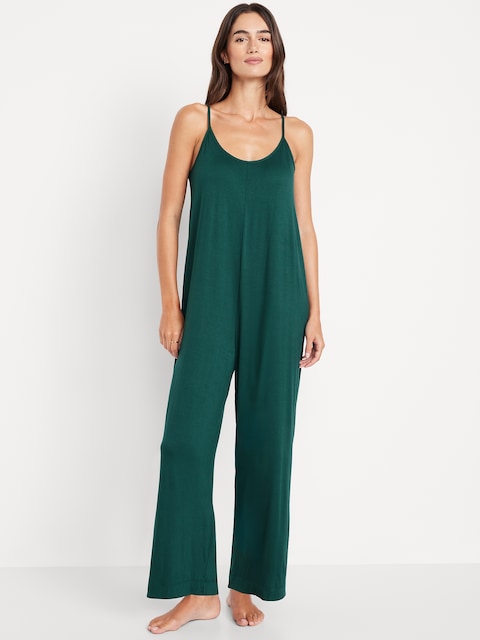 Sunday Sleep Knit Jersey Jumpsuit - Jet Stream