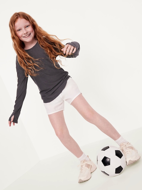 CloudMotion Long-Sleeve Back-Cutout Performance T-Shirt for Girls - Light Black Heather