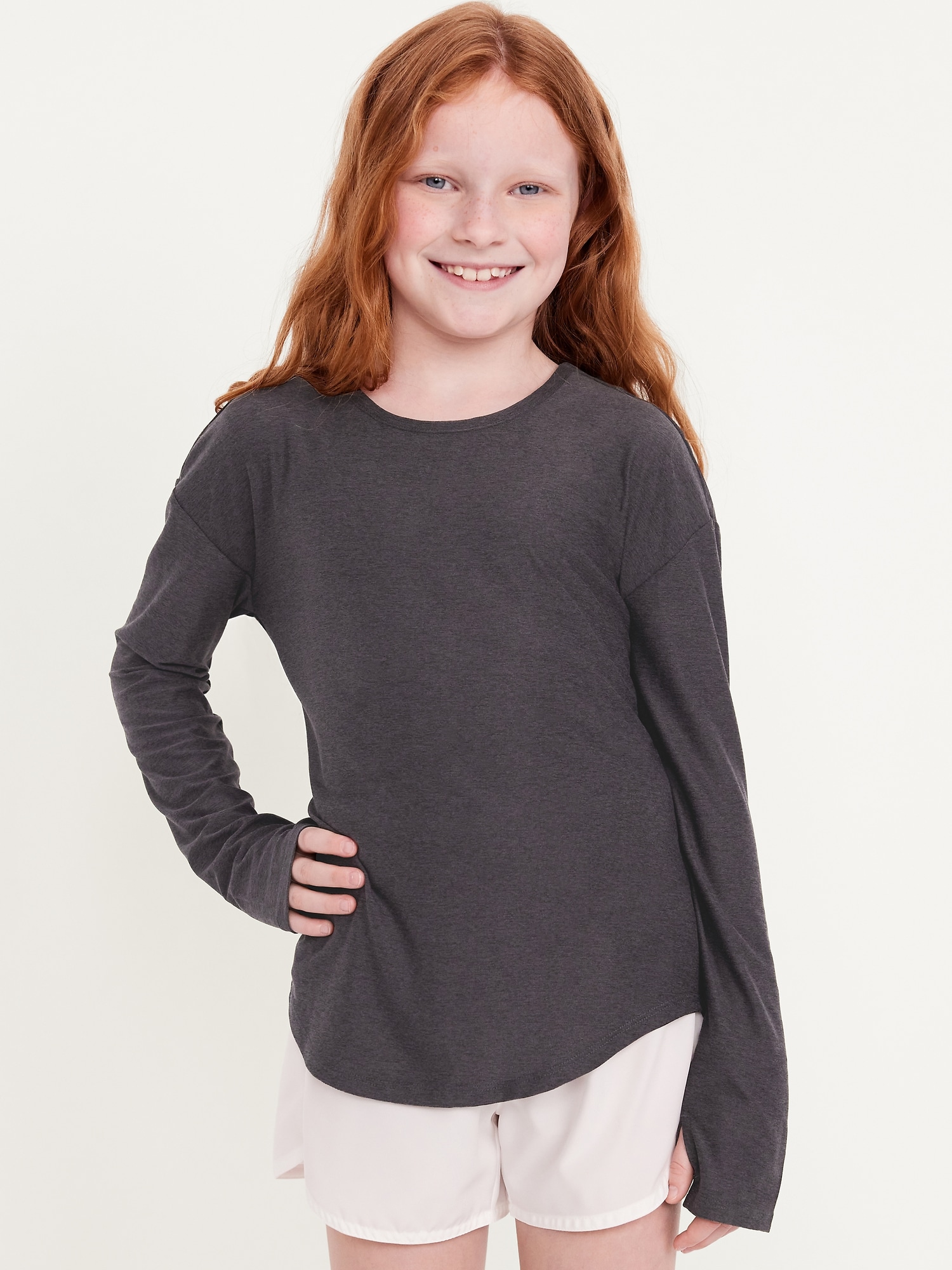 CloudMotion Long-Sleeve Back-Cutout Performance T-Shirt for Girls