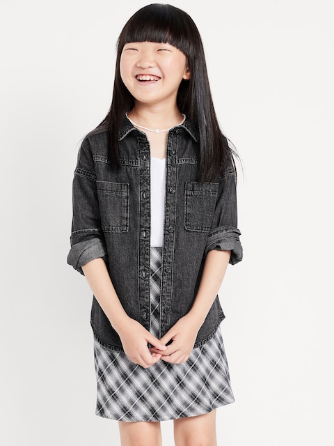 Oversized Pocket Jean Top for Girls