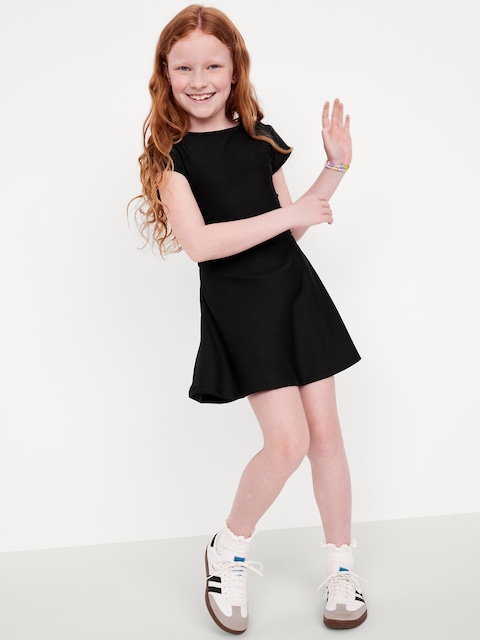 PowerSoft Short-Sleeve Athletic Dress for Girls - Black Jack
