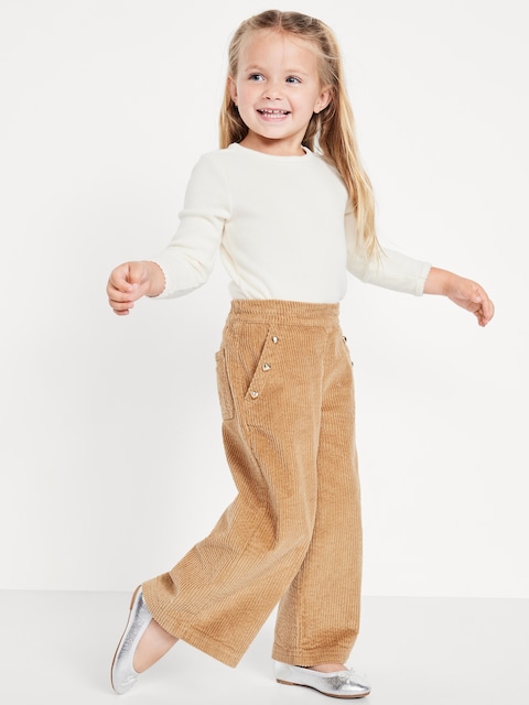 Pull-On Wide-Leg Corduroy Pants for Toddler Girls - Maple Glazed