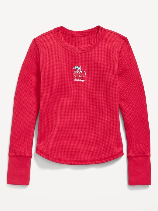 Image number 1 showing, Long-Sleeve Logo Graphic Thermal-Knit T-Shirt for Girls