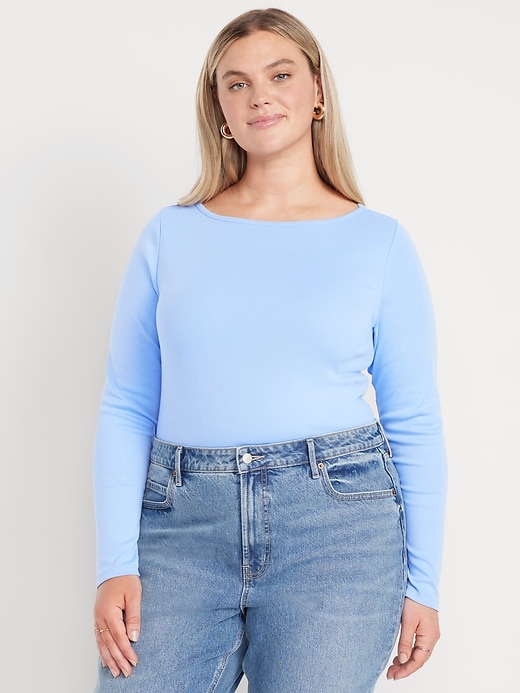 Image number 7 showing, Snug Long-Sleeve Boat-Neck T-Shirt