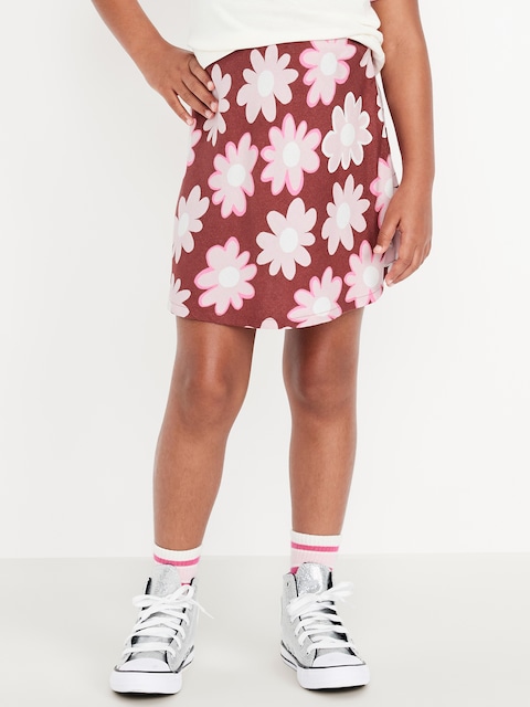 Printed Crepe Skirt for Girls - Large Purple Floral
