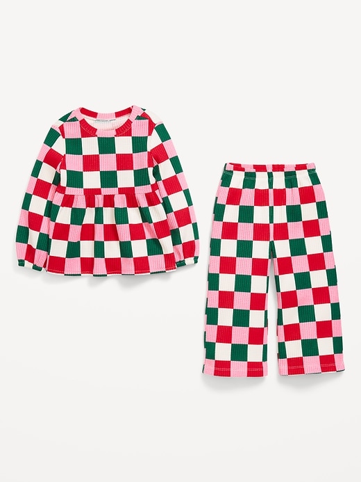 Image number 2 showing, Waffle-Knit Peplum Top and Pants Set for Toddler Girls