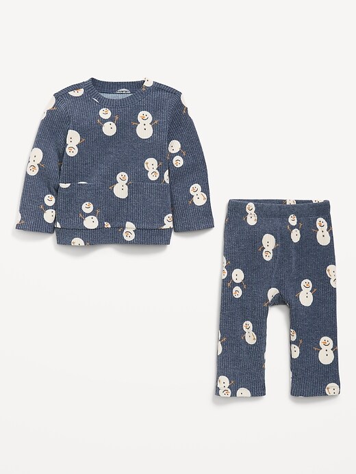 Image number 2 showing, Printed Ribbed Pocket Top and Pants Set for Baby