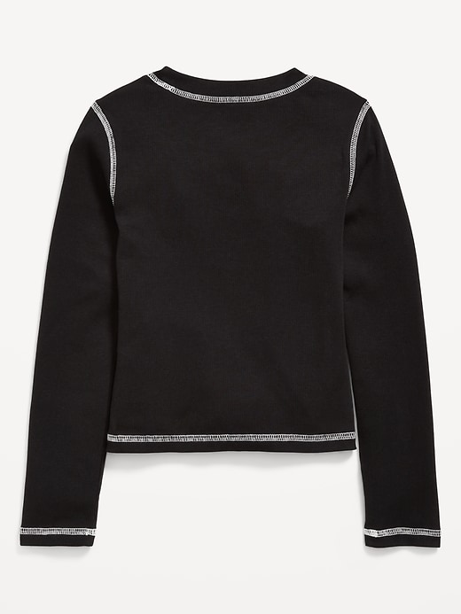 Image number 2 showing, Fitted Long-Sleeve Ribbed Graphic T-Shirt for Girls