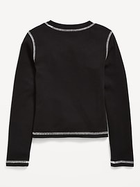 Image number 2 showing, Fitted Long-Sleeve Ribbed Graphic T-Shirt for Girls