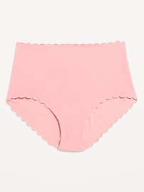 Image number 1 showing, High-Waisted No-Show Scalloped Brief Underwear