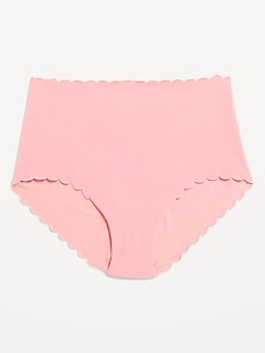 High-Waisted No-Show Scalloped Brief Underwear