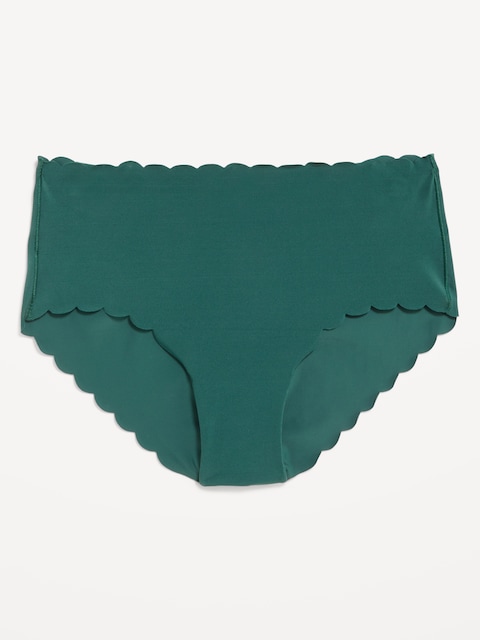 Low-Rise No-Show Scalloped Hipster Underwear - Emerald Isle