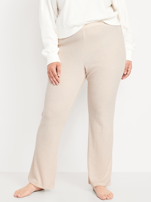 Image number 7 showing, High-Waisted Cozy Waffle Flare Pants