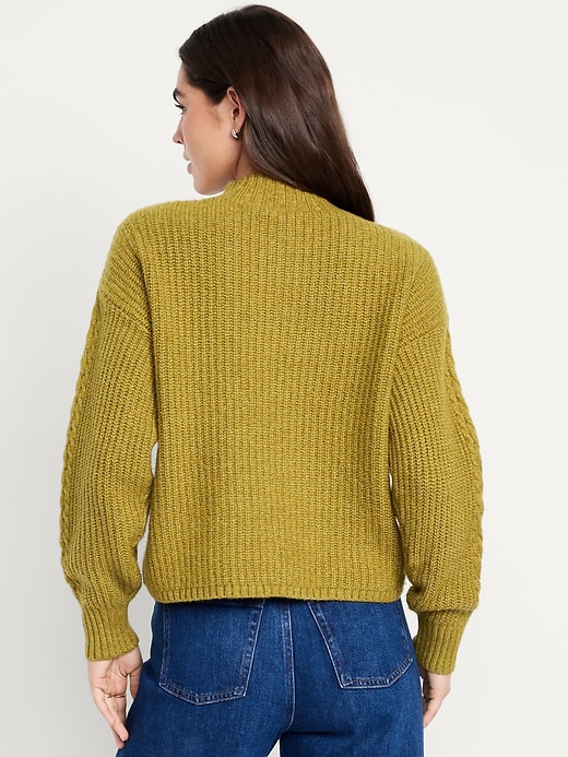 Image number 2 showing, SoSoft Cropped Mock-Neck Cable Sweater