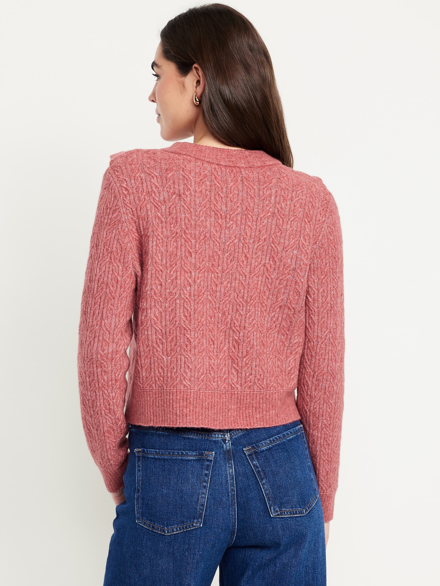 Wool-Blend Cropped Ruffle Sweater