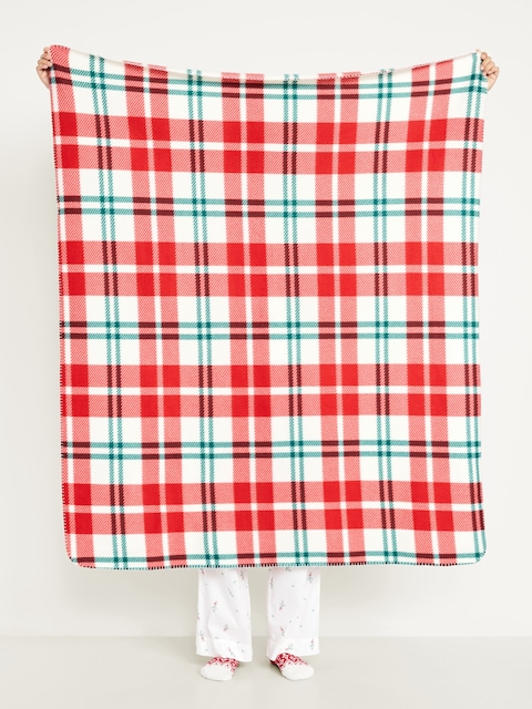Printed Fleece Blanket for the Family - Red Plaid