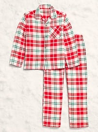 Image number 3 showing, Printed Gender-Neutral Button-Front Pajama Set for Kids