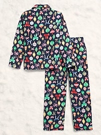 Image number 2 showing, Printed Gender-Neutral Button-Front Pajama Set for Kids