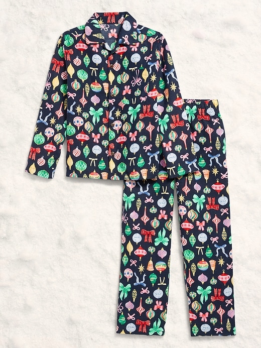 Image number 3 showing, Printed Gender-Neutral Button-Front Pajama Set for Kids