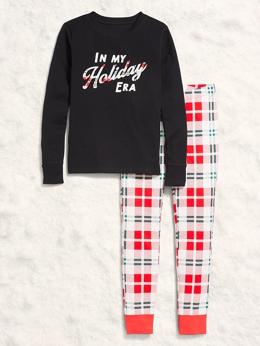 Image number 1 showing, Gender-Neutral Snug-Fit Graphic Pajama Set for Kids