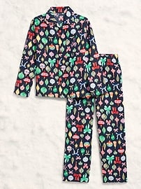 Image number 3 showing, Printed Gender-Neutral Button-Front Pajama Set for Kids