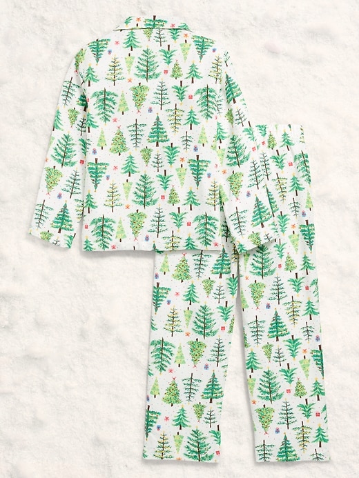 Image number 2 showing, Printed Gender-Neutral Button-Front Pajama Set for Kids