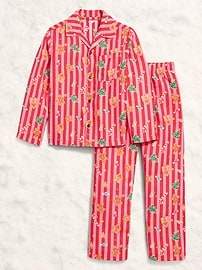 Image number 3 showing, Printed Gender-Neutral Button-Front Pajama Set for Kids