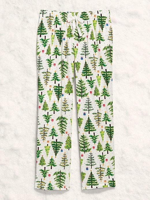 Image number 3 showing, Mid-Rise Printed Flannel Pajama Pants for Women