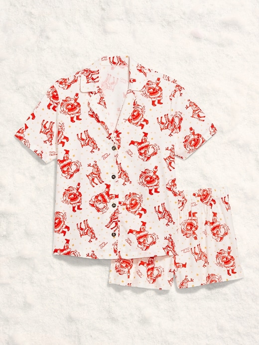 Image number 4 showing, Printed Flannel Pajama Short Set for Women