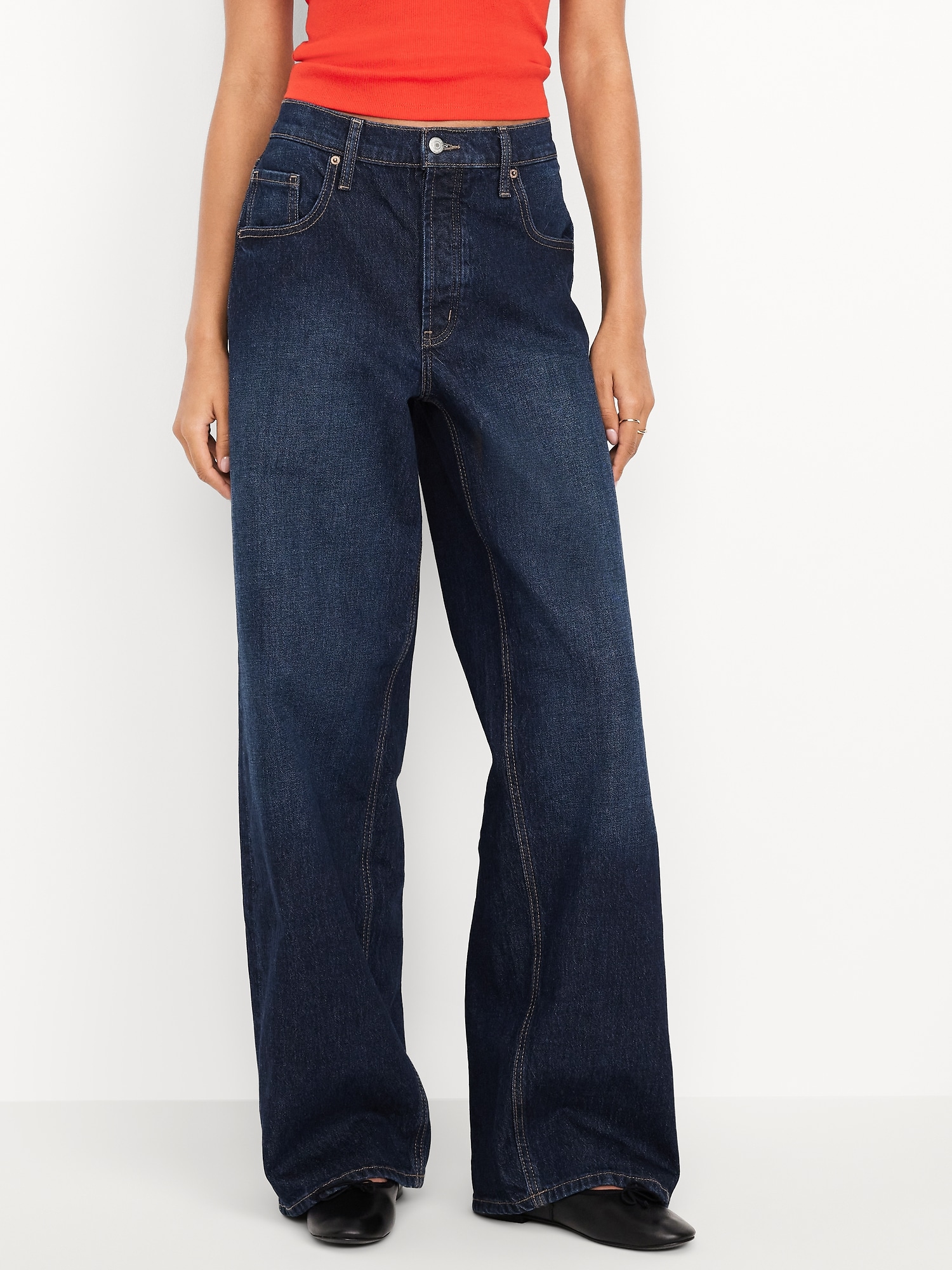 Mid-Rise Slouchy Wide-Leg Jeans