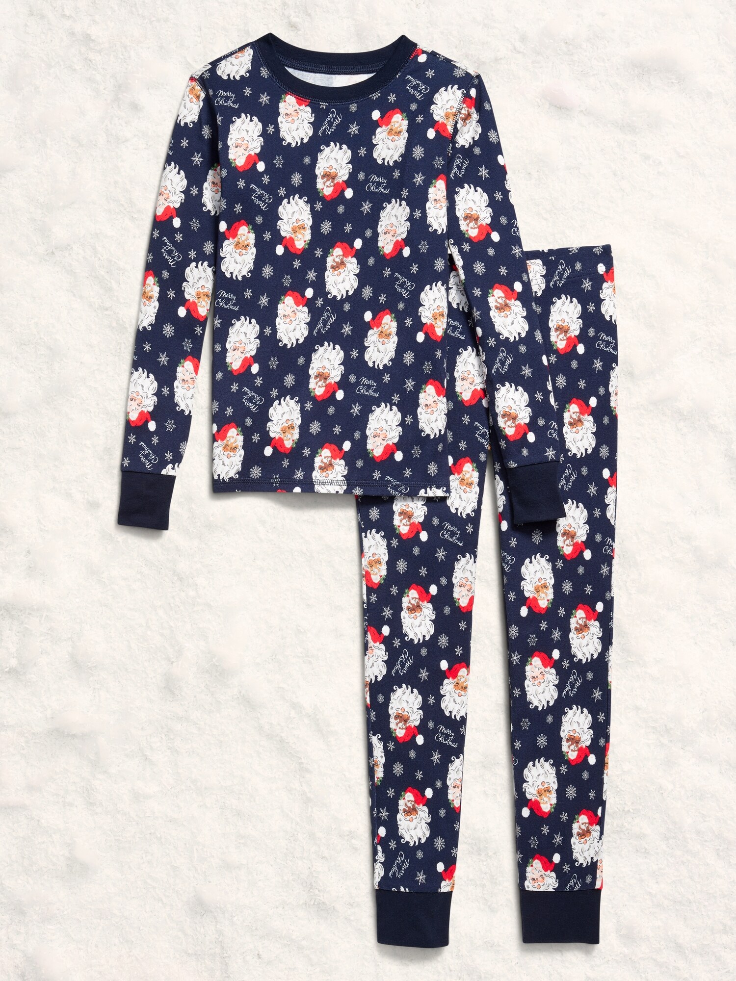 Пижамный комплект Gender-Neutral для детей, облегающий крой — Old Navy, цвет: Jolly Santa (Match The Fam!) — фото 3
