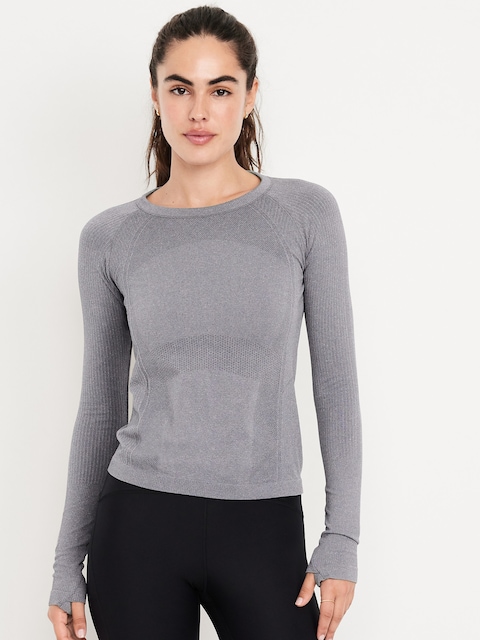 Fluid Seamless Fitted Top - Light Heather Gray