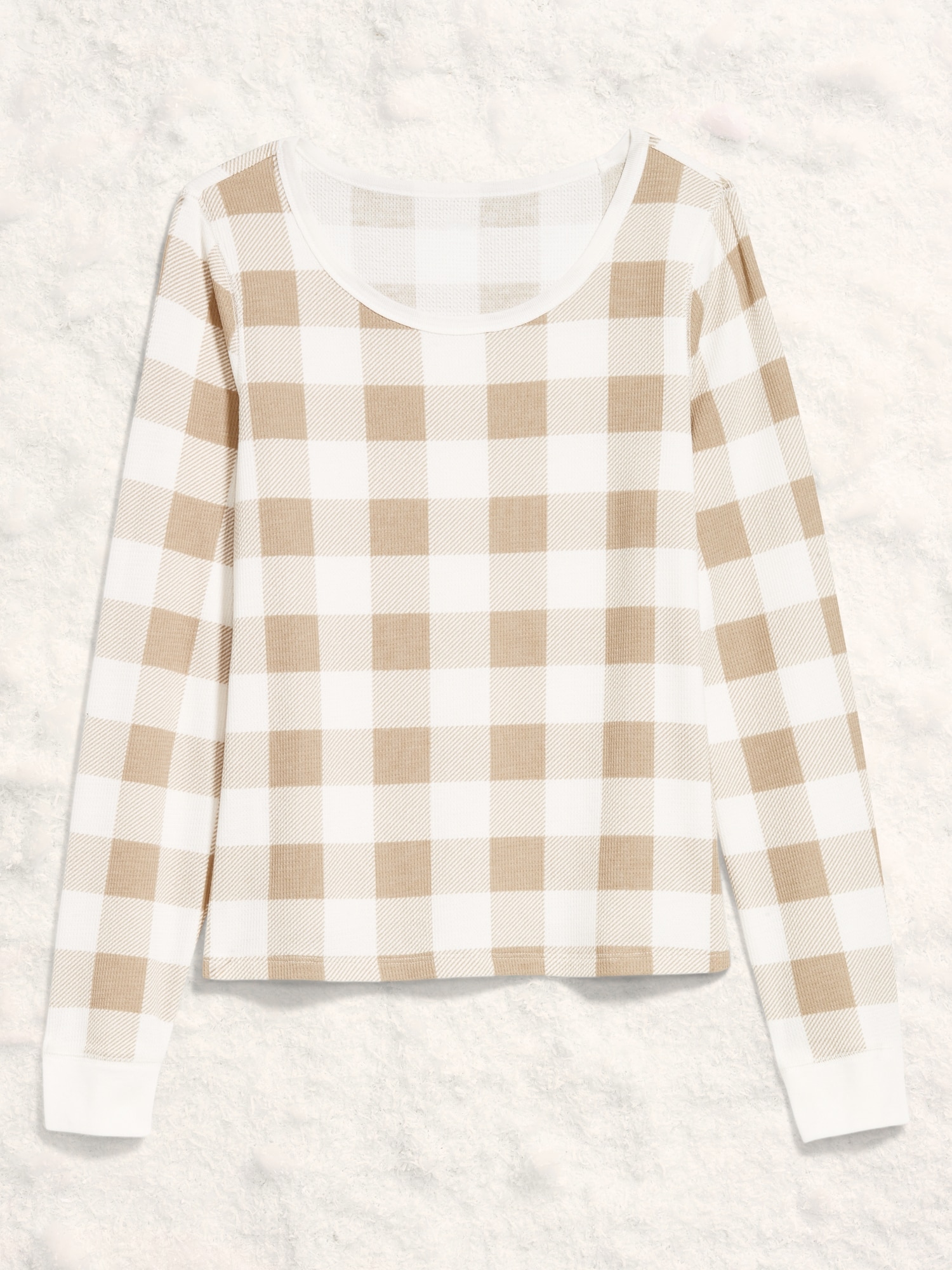 Scoop-Neck Waffle Pajama Top for Women